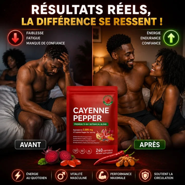 Complément alimentaire en gélules de poivre de Cayenne
