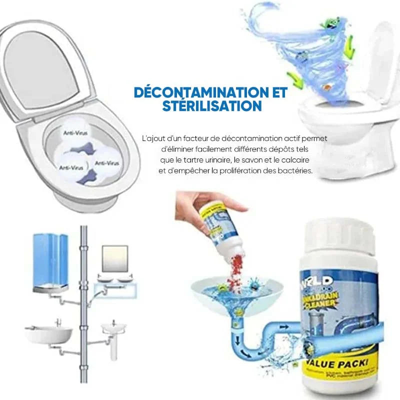 Déboucheur Nettoyant Puissant pour Éviers et Canalisations