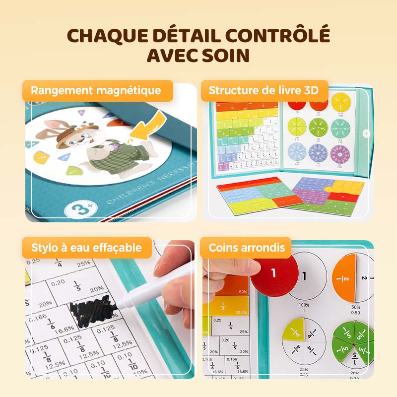 Livre de Fractions Magnétique Montessori - FractionGame™