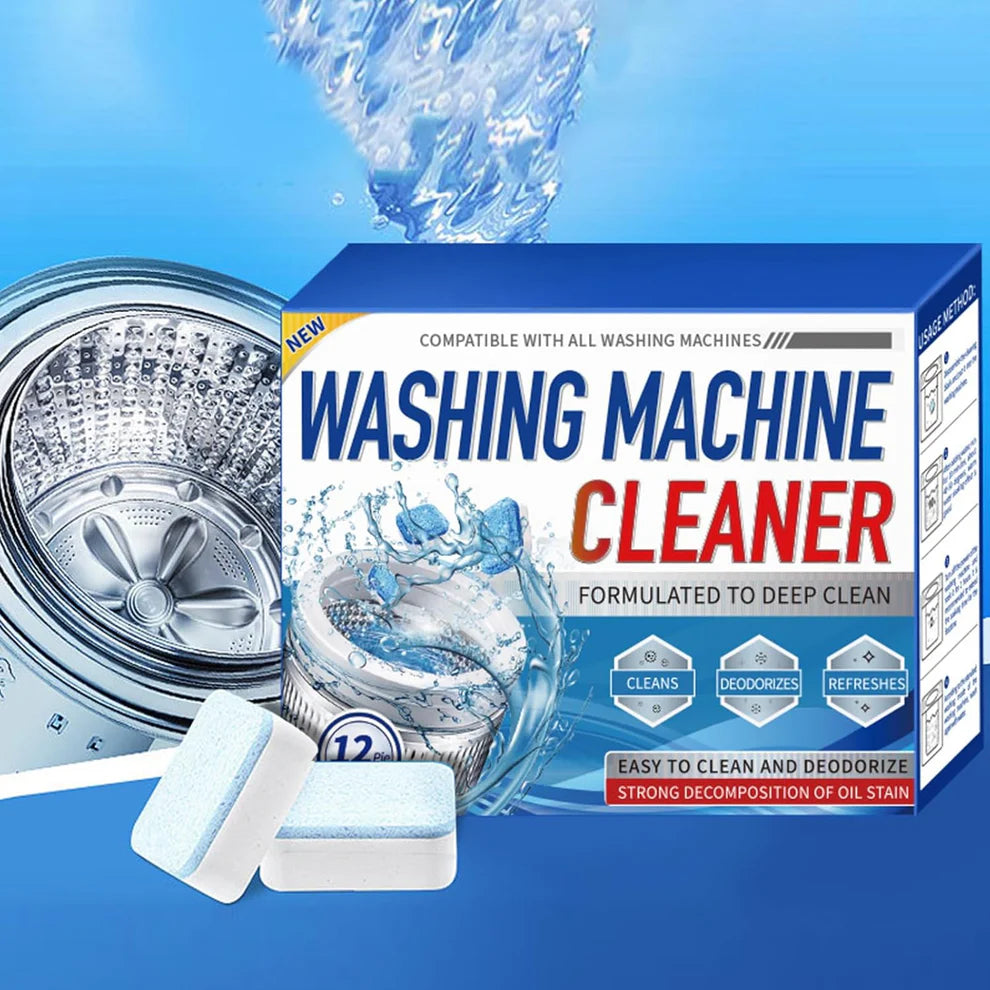 Pack 12 Tablettes Nettoyantes Triple Action pour Machine à Laver