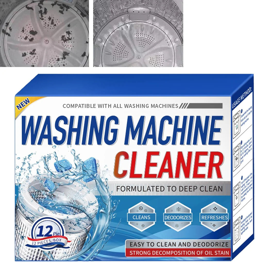 Pack 12 Tablettes Nettoyantes Triple Action pour Machine à Laver