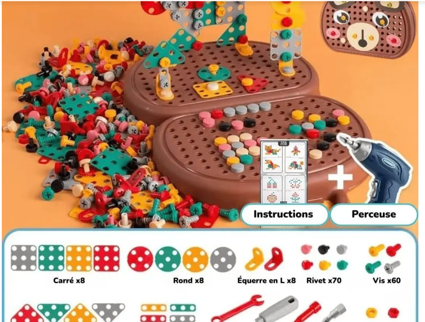 Boîte à Outils Montessori – Jeu de Construction Éducatif avec Perceuse