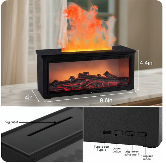 Diffuseur d’Huiles Essentielles & Humidificateur à Flamme Cheminée