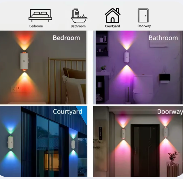 Lumière RGB Murale Avec Détecteur De Mouvement – Rechargeable & Décorative Pour Escaliers, Porche Et Maison