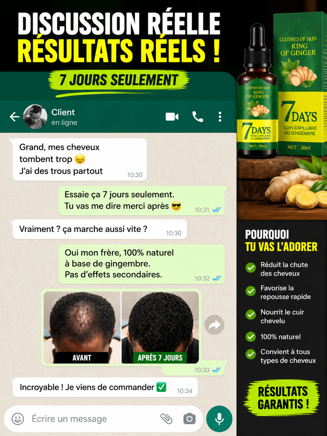 Sérum de croissance des cheveux 7 jours