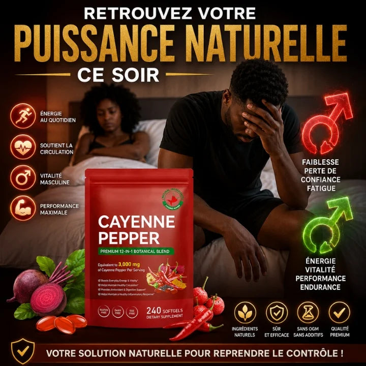 Complément alimentaire en gélules de poivre de Cayenne