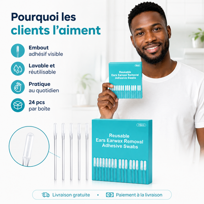 Bâtonnets Adhésifs Lavables pour l’Hygiène des Oreilles – Boîte de 24