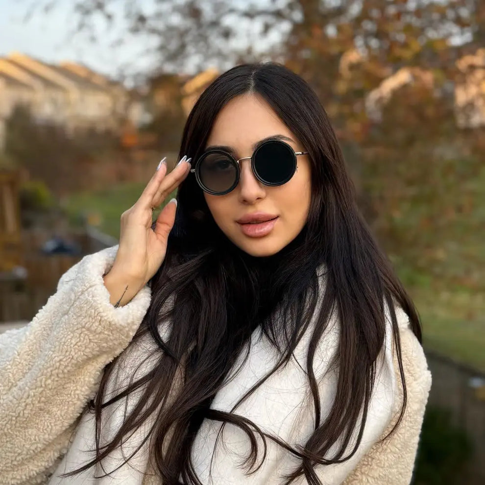 Lunettes De Soleil Rondes Polarisées À Teinte Réglable