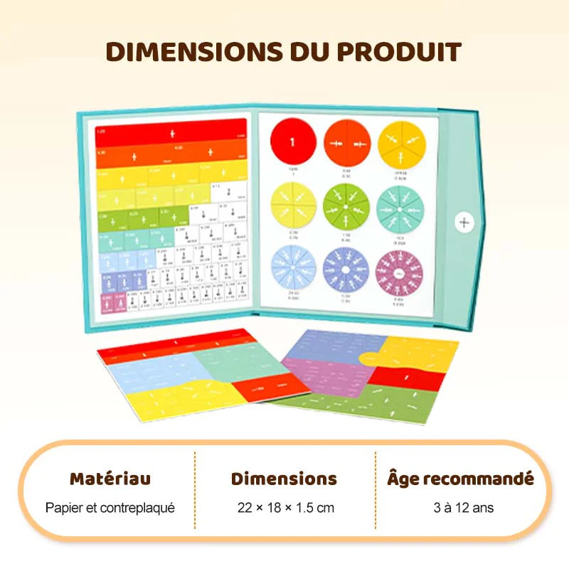 Livre de Fractions Magnétique Montessori - FractionGame™