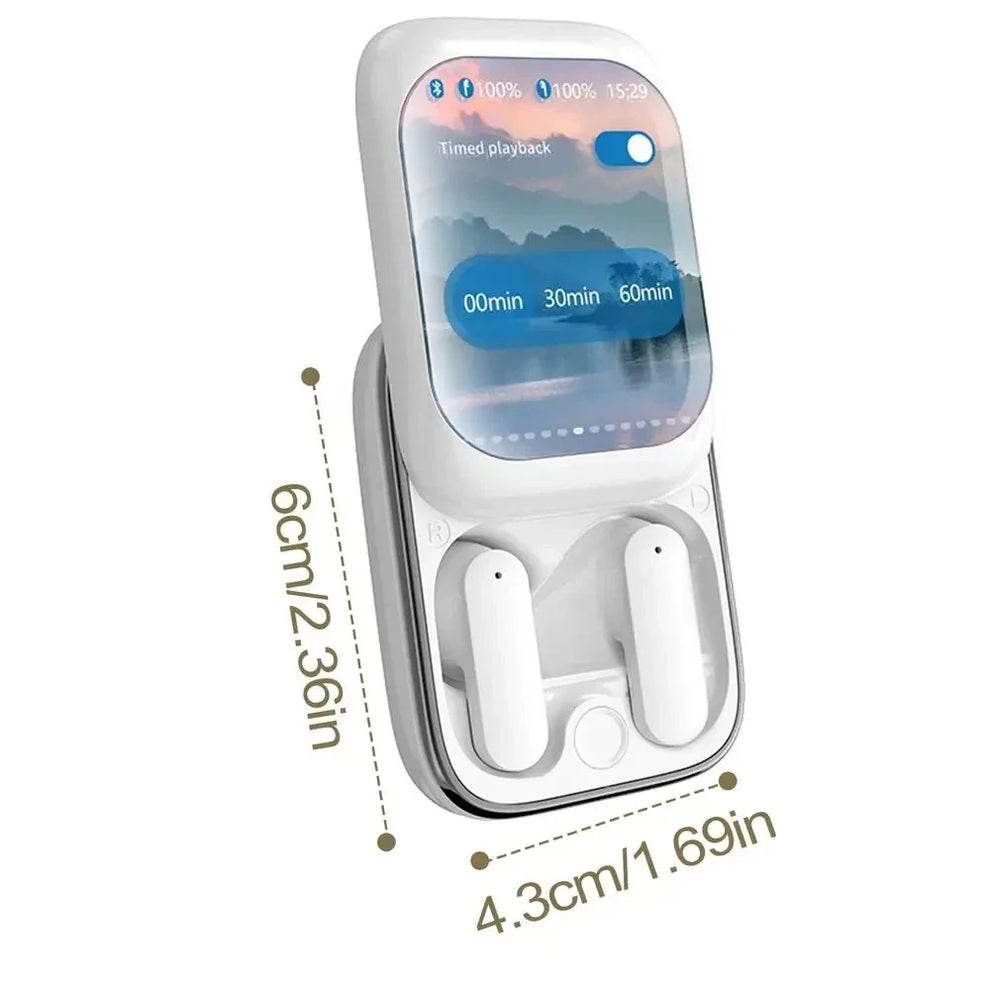 Écouteurs Bluetooth Intelligents Avec Boîtier À Écran HD – Son Clair, Commandes Tactiles & Minuteur Intégré