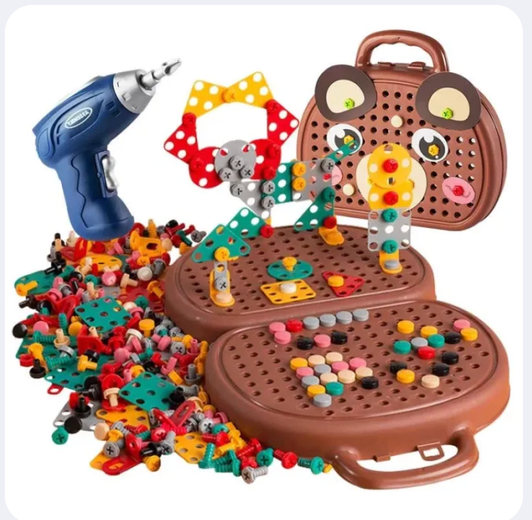 Boîte à Outils Montessori – Jeu de Construction Éducatif avec Perceuse