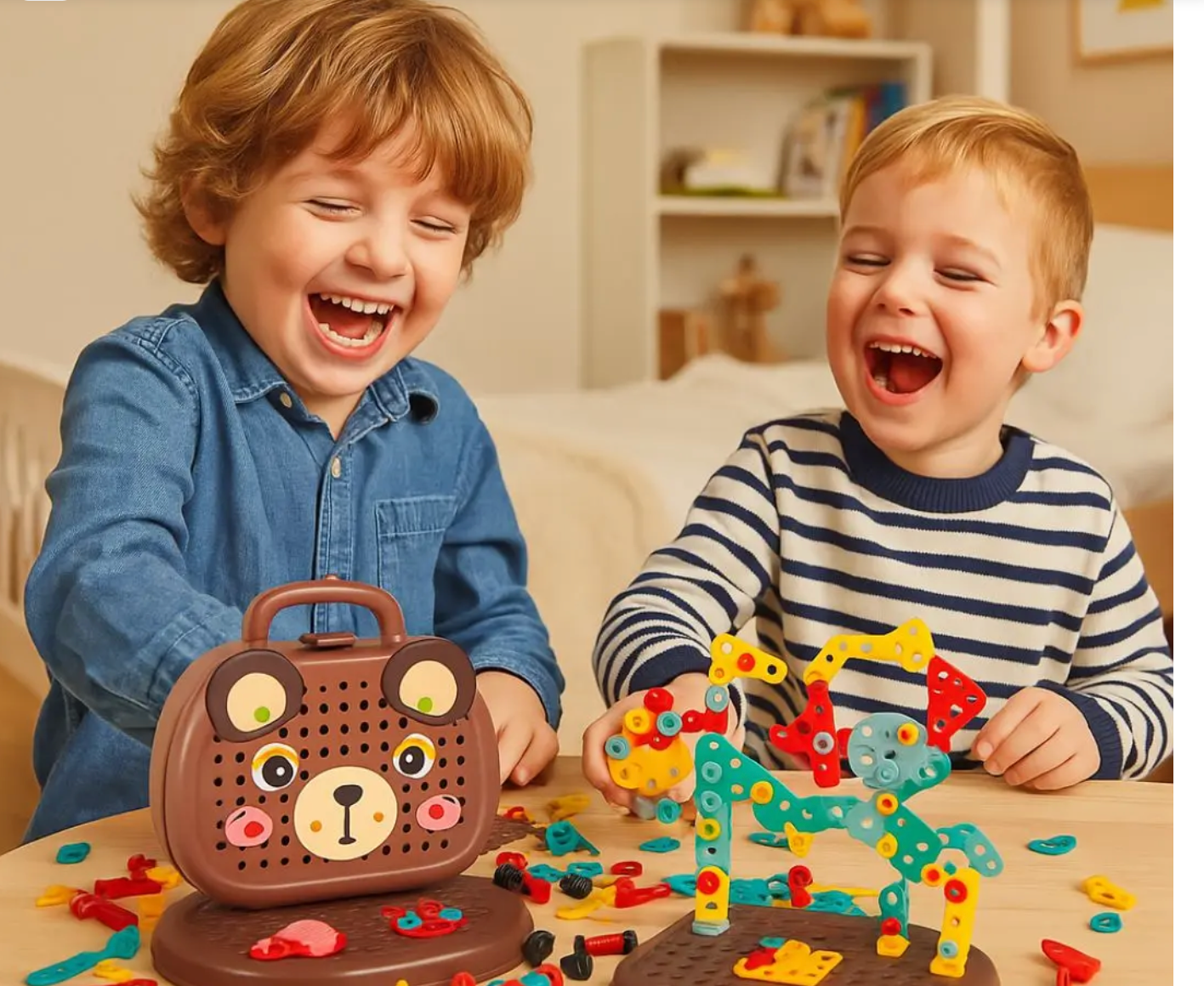 Boîte à Outils Montessori – Jeu de Construction Éducatif avec Perceuse