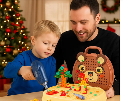 Boîte à Outils Montessori – Jeu de Construction Éducatif avec Perceuse