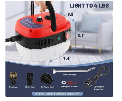 2500W Nettoyeur à Vapeur à Haute Température Pressurisée Portatif