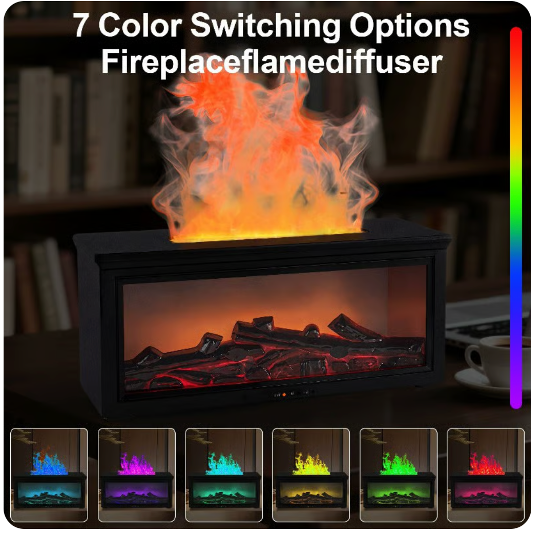 Diffuseur d’Huiles Essentielles & Humidificateur à Flamme Cheminée