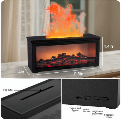 Diffuseur d’Huiles Essentielles & Humidificateur à Flamme Cheminée