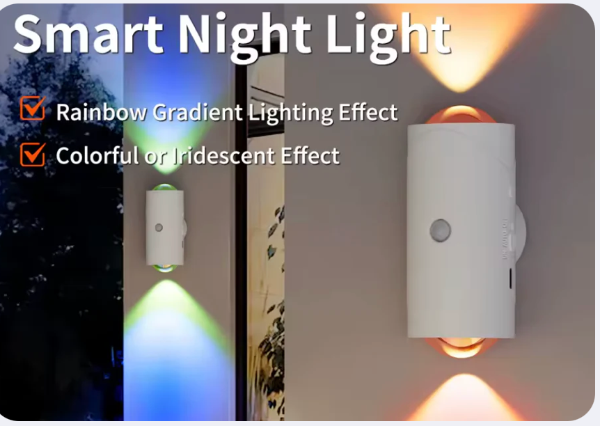 Lumière RGB Murale Avec Détecteur De Mouvement – Rechargeable & Décorative Pour Escaliers, Porche Et Maison