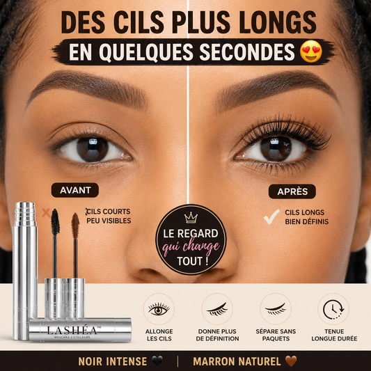 LASHÉA™ Mascara pour Avoir des Cils Plus Longs, Plus Noirs et Plus Beaux 😍