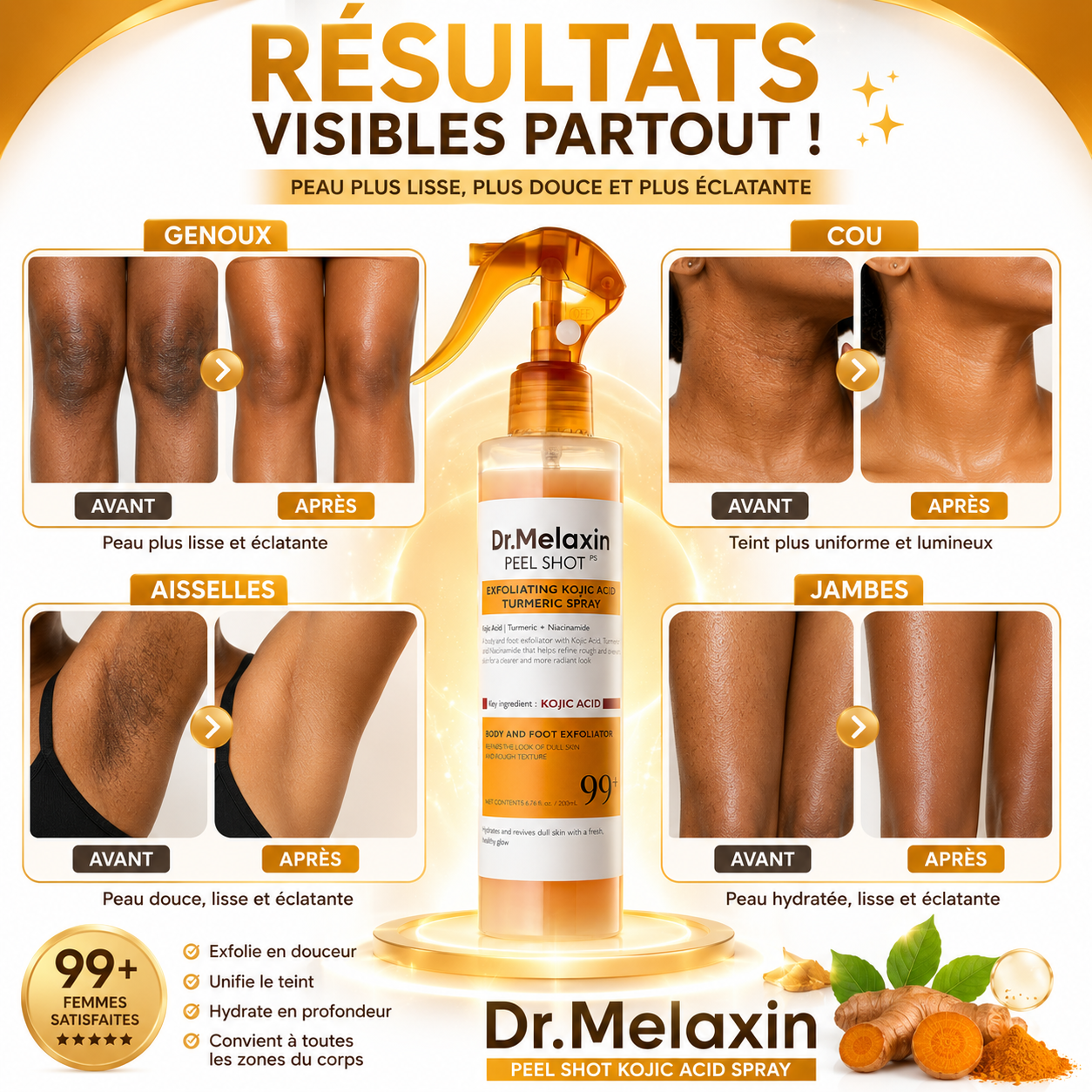 Dr.Melaxin Le spray Kojic Acid qui transforme ta peau de la tête aux pieds