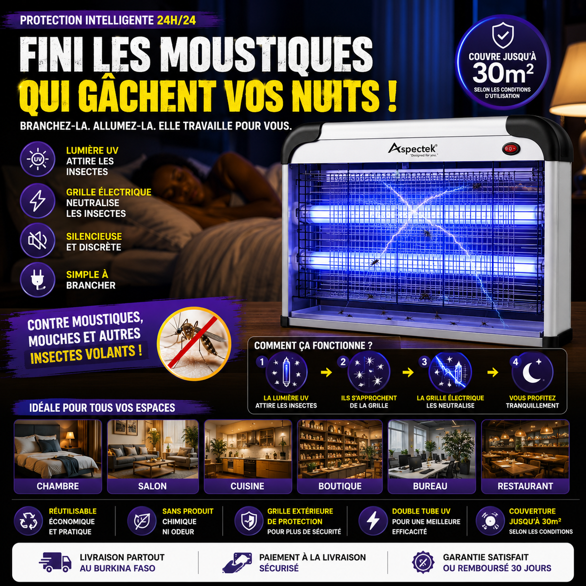💥 Lampe Anti-Insectes Professionnelle – Dites adieu aux moustiques pour de bon