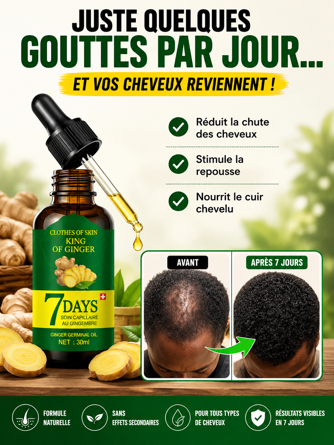 Sérum de croissance des cheveux 7 jours