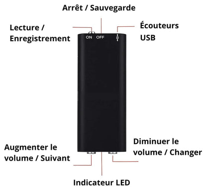 Mini Enregistreur Vocal Numérique 8GB – Discret et Puissant