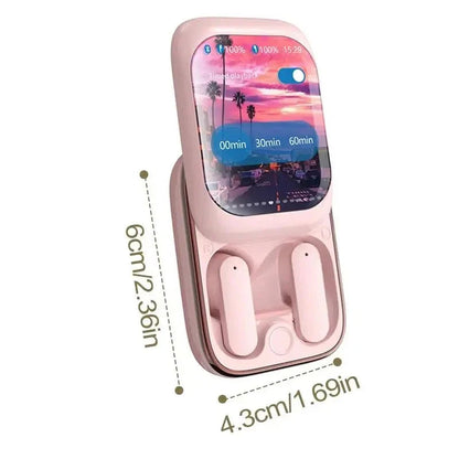 Écouteurs Bluetooth Intelligents Avec Boîtier À Écran HD – Son Clair, Commandes Tactiles & Minuteur Intégré