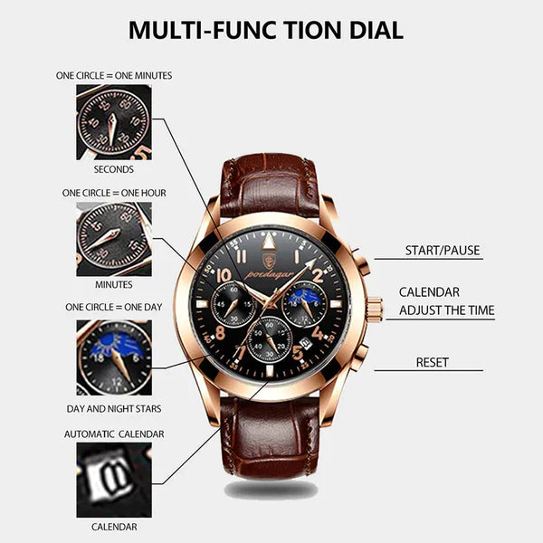 Montre suisse en cuir imperméable CMR