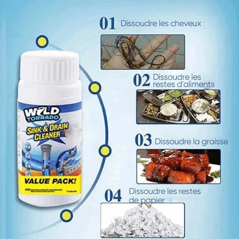 Déboucheur Nettoyant Puissant pour Éviers et Canalisations